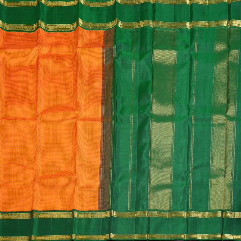 Hayagrivas Mango Yellow Handloom Kanjivaram Silk Saree with Bottle Green Border KBD1631A3-2