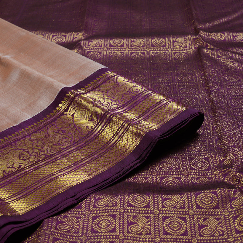 Hayagrivas Bright Handloom Kanjivaram Silk Saree with Beige Border KBD1632A1-1