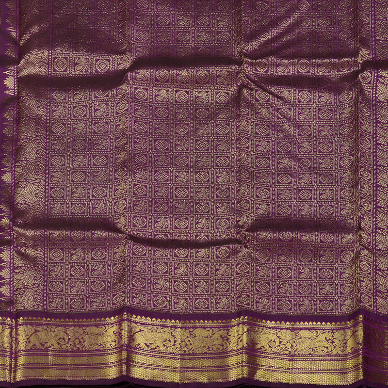 Hayagrivas Bright Handloom Kanjivaram Silk Saree with Beige Border KBD1632A1-1