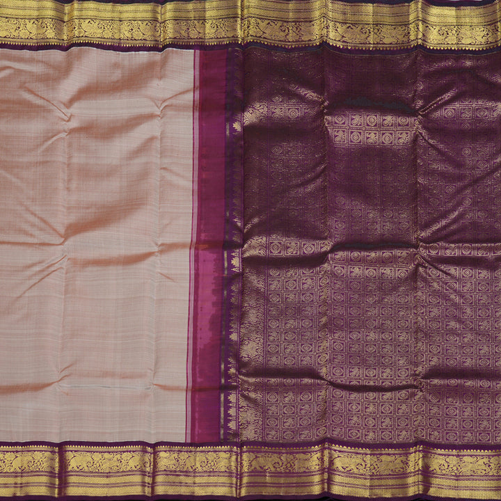 Hayagrivas Bright Handloom Kanjivaram Silk Saree with Beige Border KBD1632A1-1