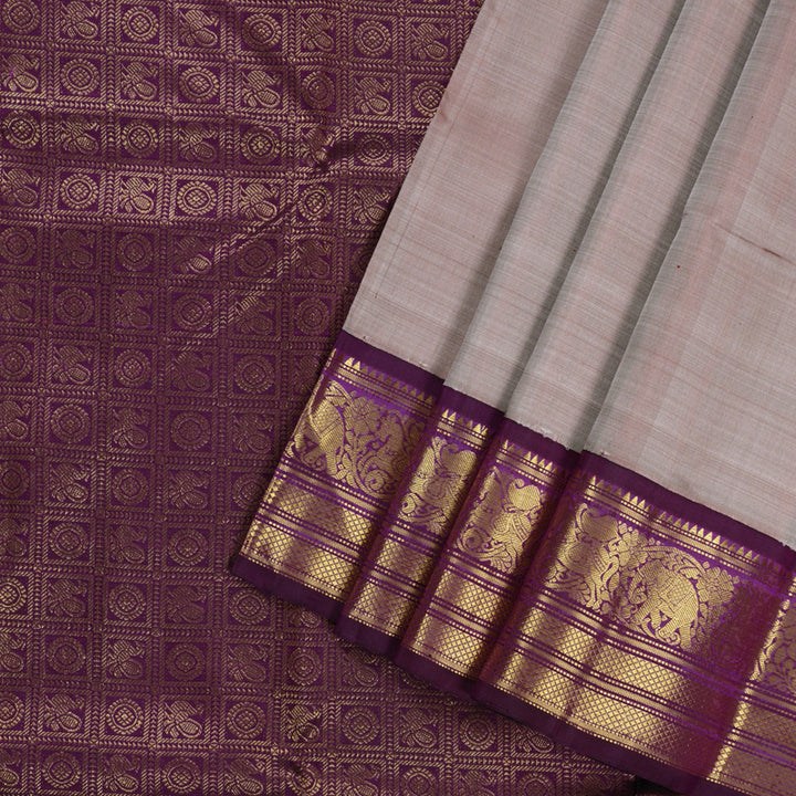 Hayagrivas Bright Handloom Kanjivaram Silk Saree with Beige Border KBD1632A1-1