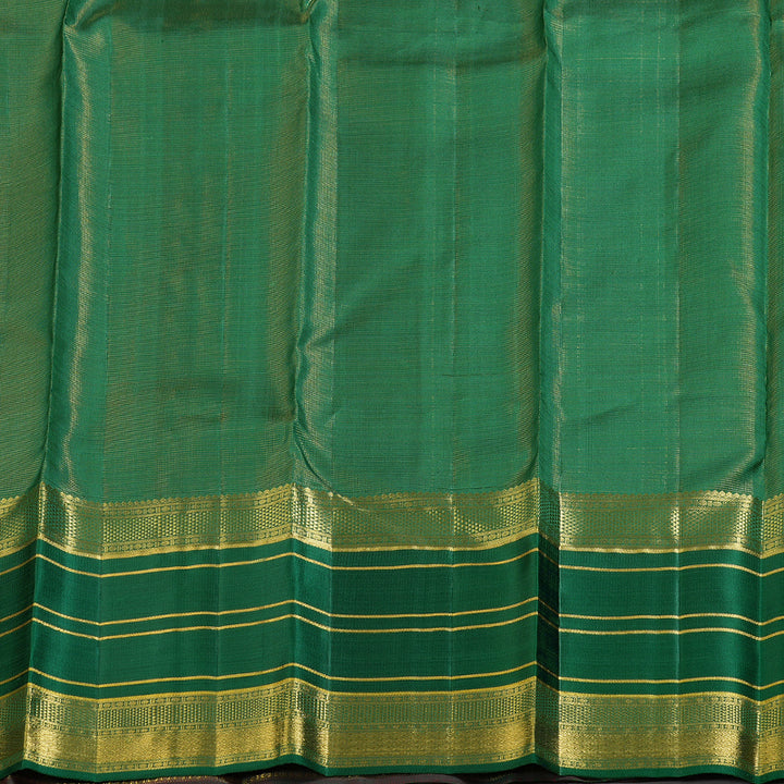 Hayagrivas Elegant Maroon Handloom Kanjivaram Silk Saree with Leaf Green Border KBD1634A2-1