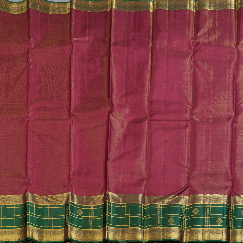 Hayagrivas Elegant Maroon Handloom Kanjivaram Silk Saree with Leaf Green Border KBD1634A2-1