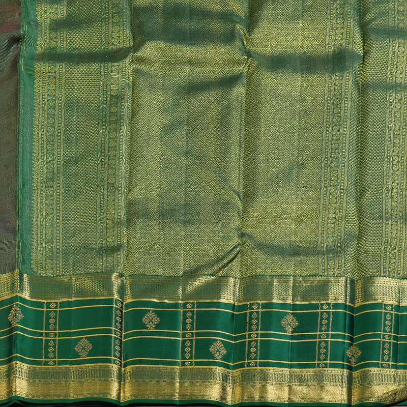 Hayagrivas Elegant Maroon Handloom Kanjivaram Silk Saree with Leaf Green Border KBD1634A2-1