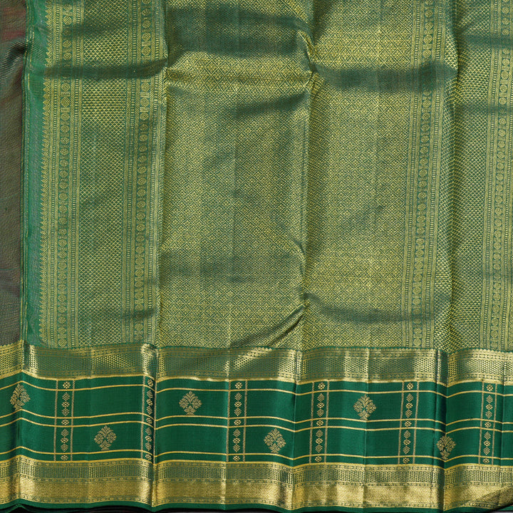 Hayagrivas Elegant Maroon Handloom Kanjivaram Silk Saree with Leaf Green Border KBD1634A2-1