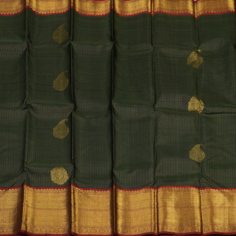 Hayagrivas Handloom Karum Pachai Kanjivaram Silk Saree with Araku Maroon border KBD1635A2-1