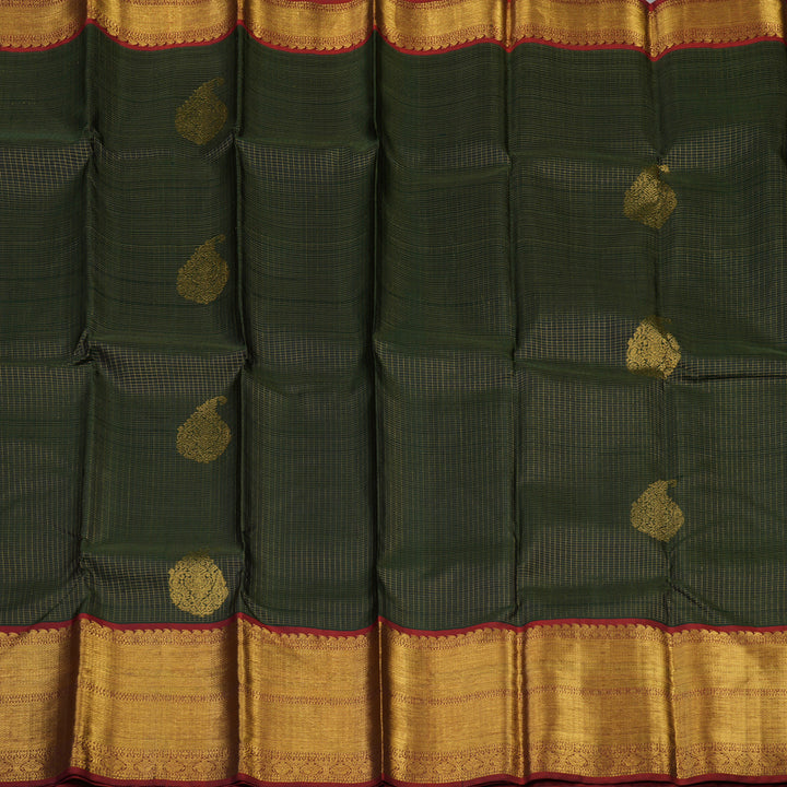 Hayagrivas Handloom Karum Pachai Kanjivaram Silk Saree with Araku Maroon border KBD1635A2-1