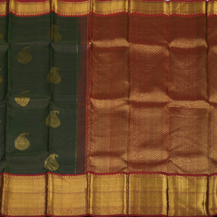Hayagrivas Handloom Karum Pachai Kanjivaram Silk Saree with Araku Maroon border KBD1635A2-1