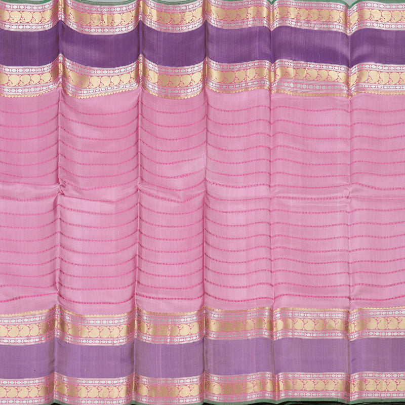 Hayagrivas Baby Pink Handloom Kanjivaram Silk Saree with Purple Border KBD1637A2-3