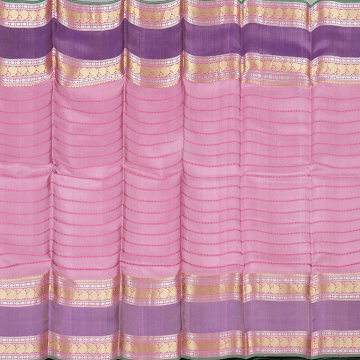 Hayagrivas Baby Pink Handloom Kanjivaram Silk Saree with Purple Border KBD1637A2-3