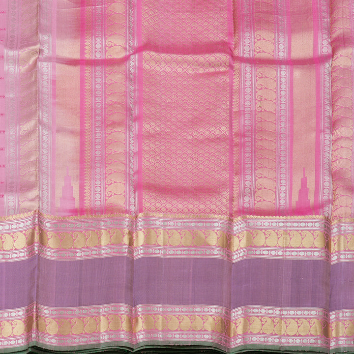 Hayagrivas Baby Pink Handloom Kanjivaram Silk Saree with Purple Border KBD1637A2-3