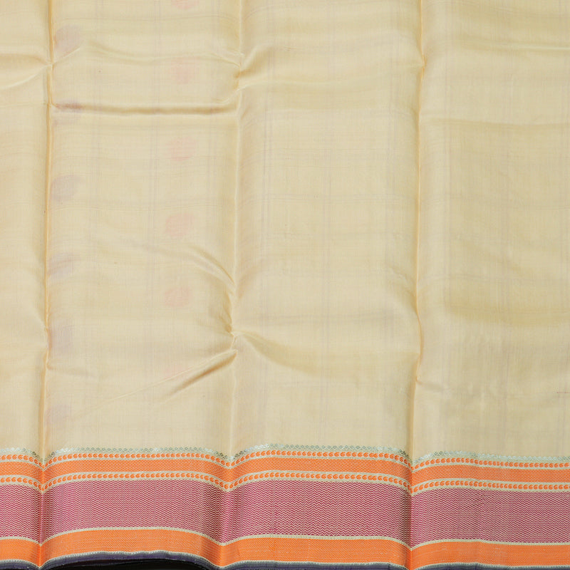 Hayagrivas Handloom Cream Kanjivaram Silk Saree with Pink & Orange Border KBD1637A5-1