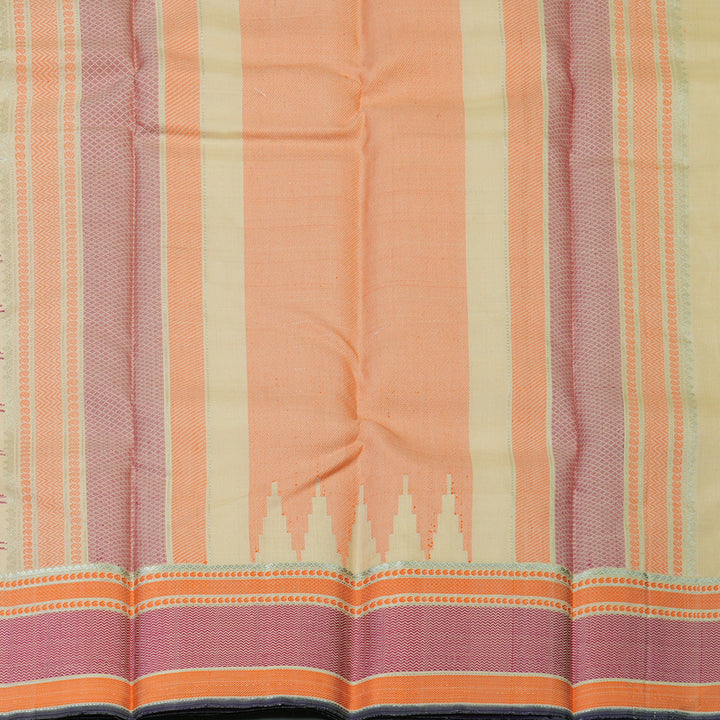 Hayagrivas Handloom Cream Kanjivaram Silk Saree with Pink & Orange Border KBD1637A5-1