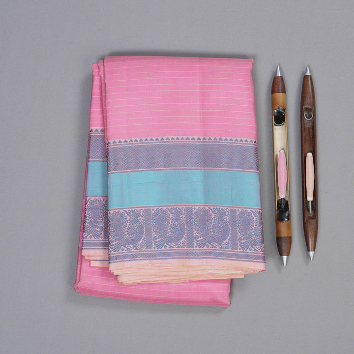 Hayagrivas Pink Handloom Kanjivaram Silk Saree with Baby Pink Border KBD1637A6-1