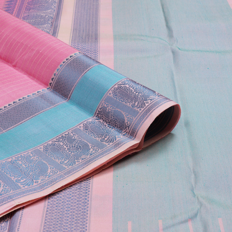 Hayagrivas Pink Handloom Kanjivaram Silk Saree with Baby Pink Border KBD1637A6-1