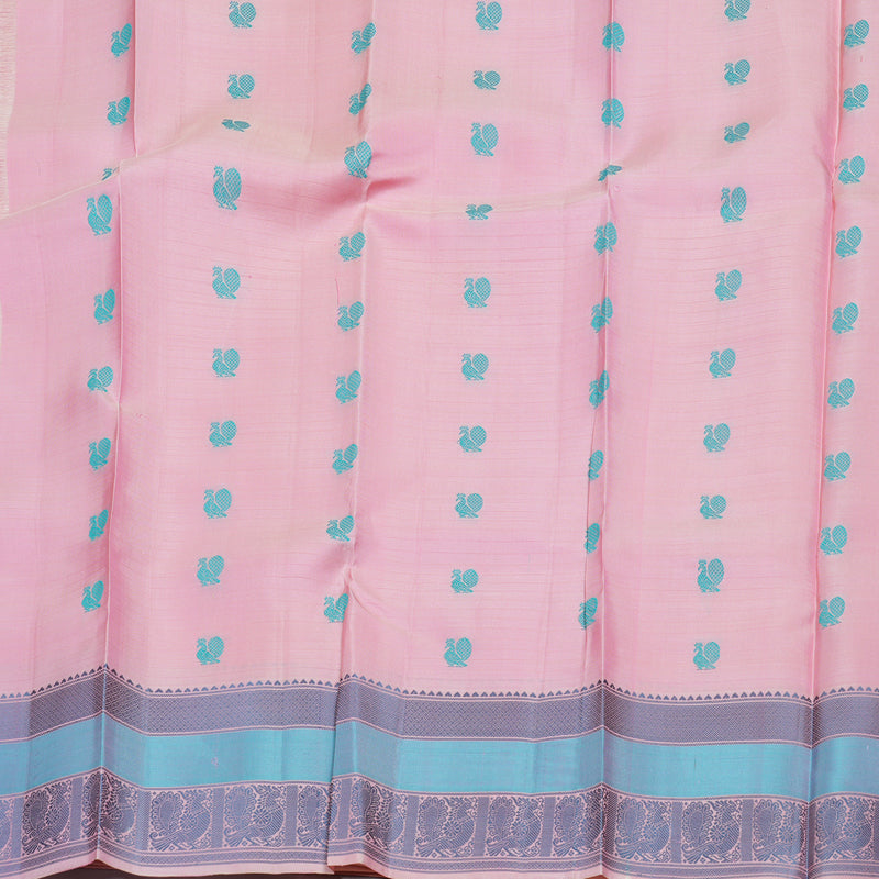 Hayagrivas Pink Handloom Kanjivaram Silk Saree with Baby Pink Border KBD1637A6-1