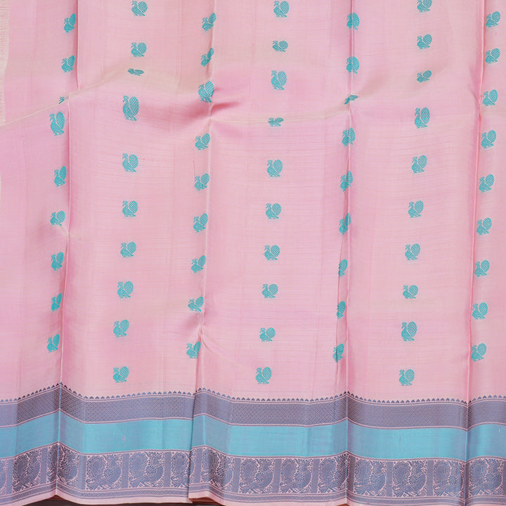 Hayagrivas Pink Handloom Kanjivaram Silk Saree with Baby Pink Border KBD1637A6-1