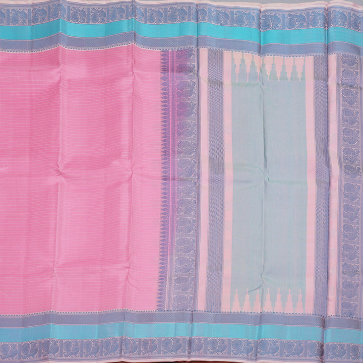 Hayagrivas Pink Handloom Kanjivaram Silk Saree with Baby Pink Border KBD1637A6-1
