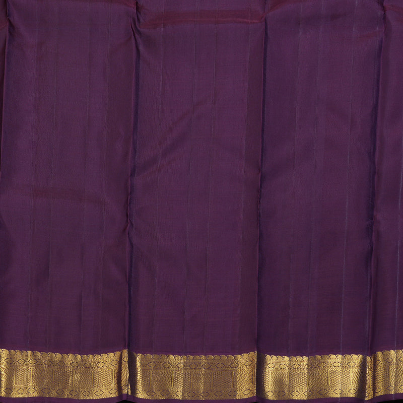 Hayagrivas Fluorescent Green Handloom Kanjivaram Silk Saree with Dark Purple Border KBD1638A6-1