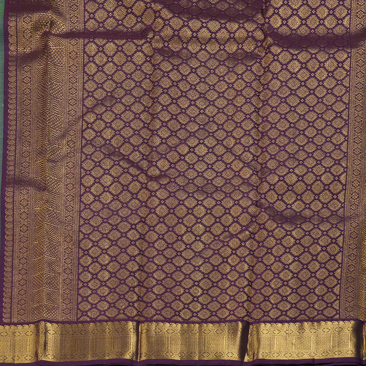 Hayagrivas Fluorescent Green Handloom Kanjivaram Silk Saree with Dark Purple Border KBD1638A6-1