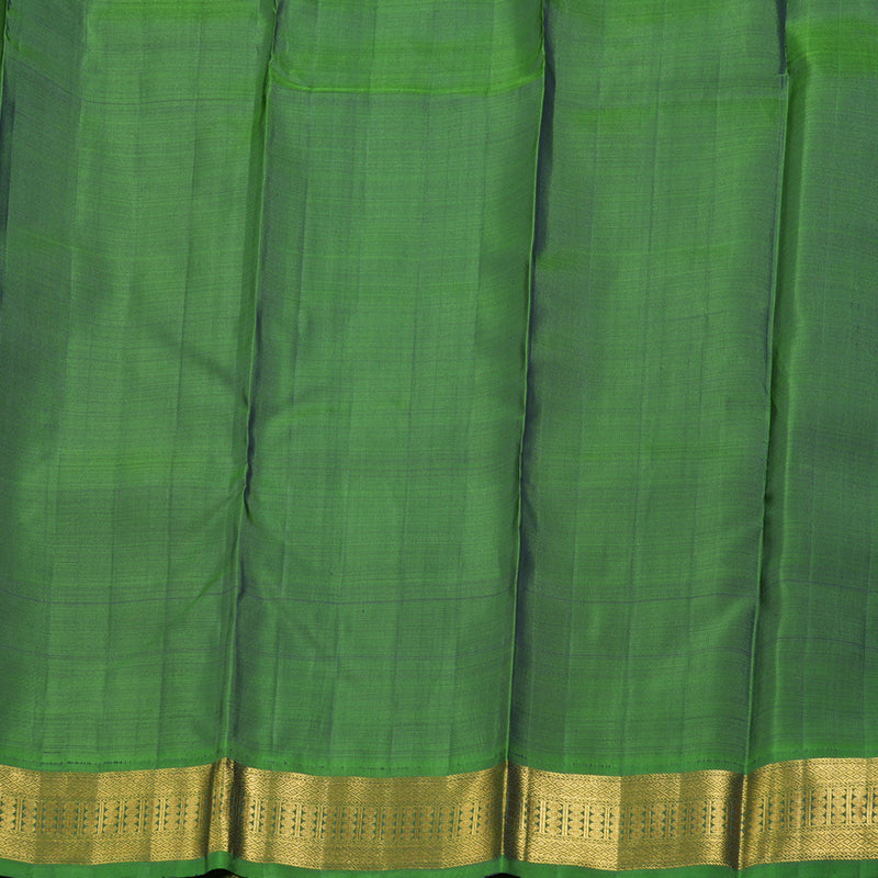 Hayagrivas Mango Yellow Handloom Kanjivaram Silk Saree with Dark Green Border KBD1638A6-4