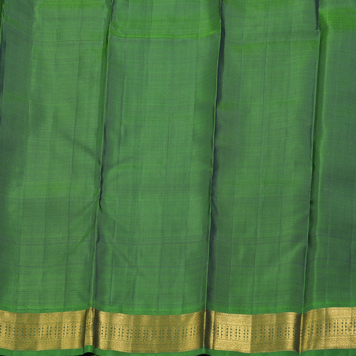 Hayagrivas Mango Yellow Handloom Kanjivaram Silk Saree with Dark Green Border KBD1638A6-4