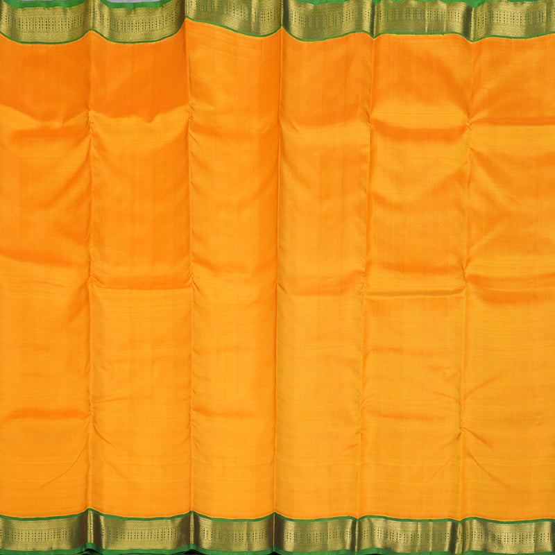 Hayagrivas Mango Yellow Handloom Kanjivaram Silk Saree with Dark Green Border KBD1638A6-4