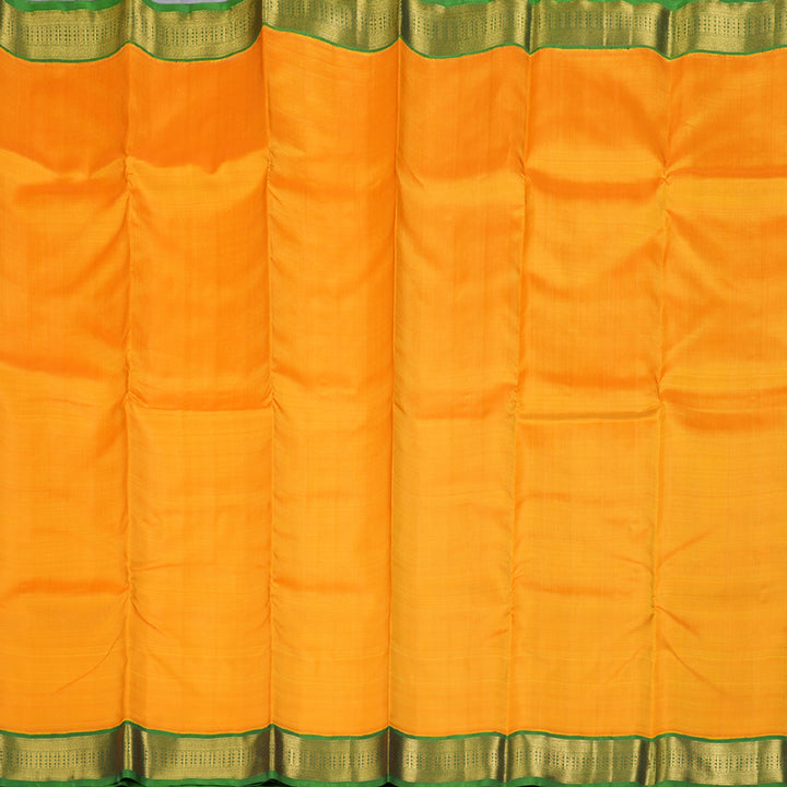 Hayagrivas Mango Yellow Handloom Kanjivaram Silk Saree with Dark Green Border KBD1638A6-4