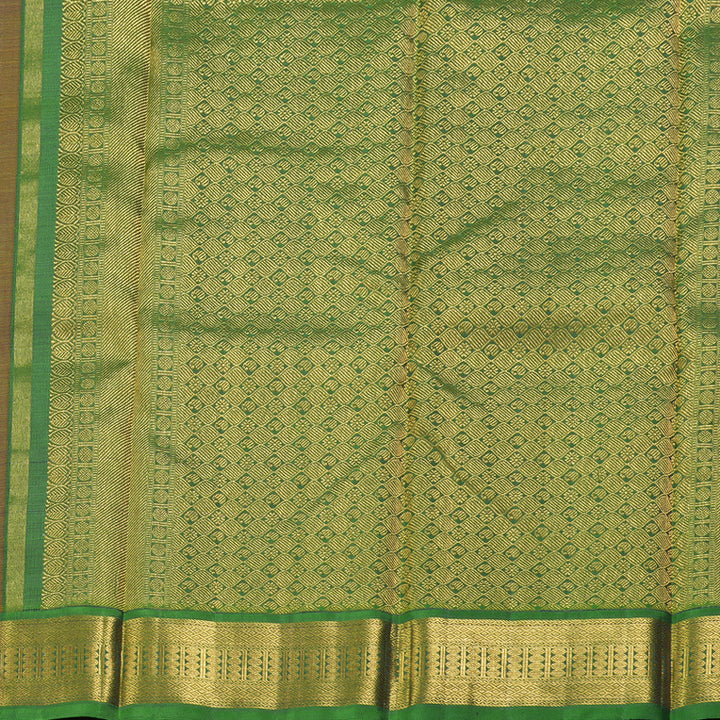 Hayagrivas Mango Yellow Handloom Kanjivaram Silk Saree with Dark Green Border KBD1638A6-4