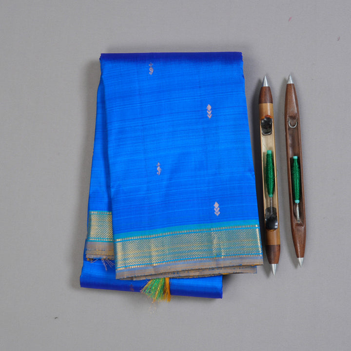 Hayagrivas Blue Handloom Kanjivaram Silk Saree with Sea Blue Border KBD1641A1-26