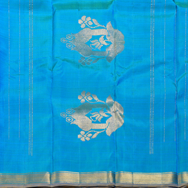 Hayagrivas Blue Handloom Kanjivaram Silk Saree with Sea Blue Border KBD1641A1-26