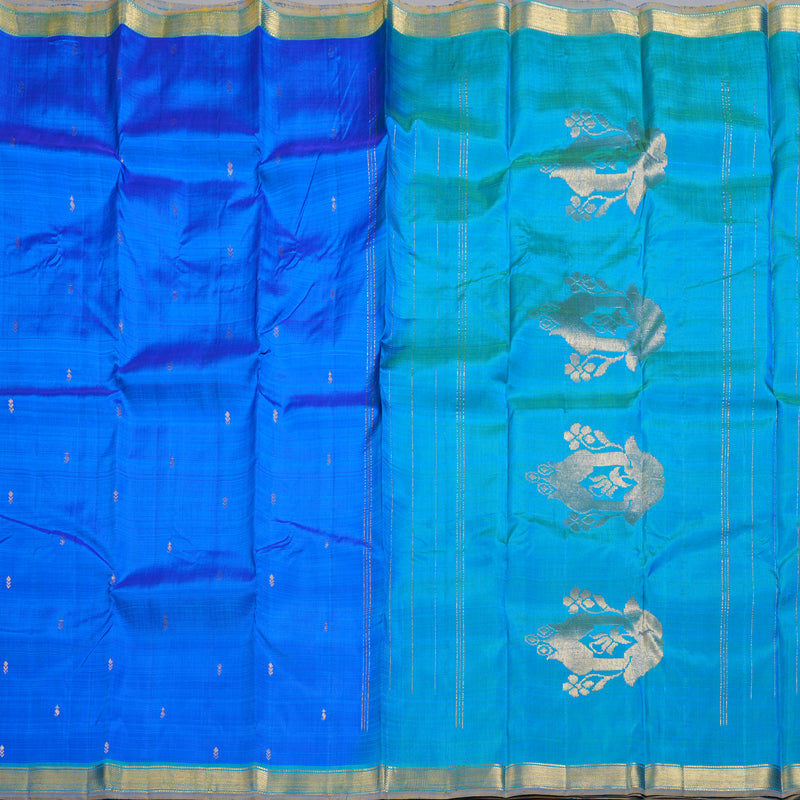 Hayagrivas Blue Handloom Kanjivaram Silk Saree with Sea Blue Border KBD1641A1-26