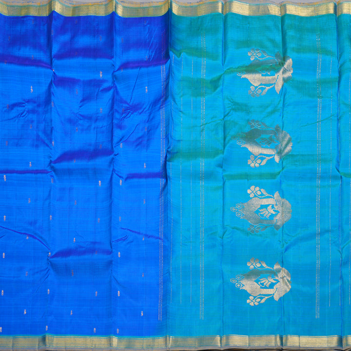 Hayagrivas Blue Handloom Kanjivaram Silk Saree with Sea Blue Border KBD1641A1-26