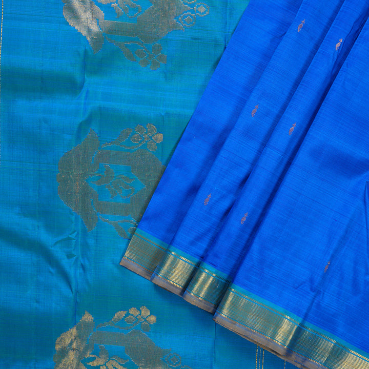Hayagrivas Blue Handloom Kanjivaram Silk Saree with Sea Blue Border KBD1641A1-26