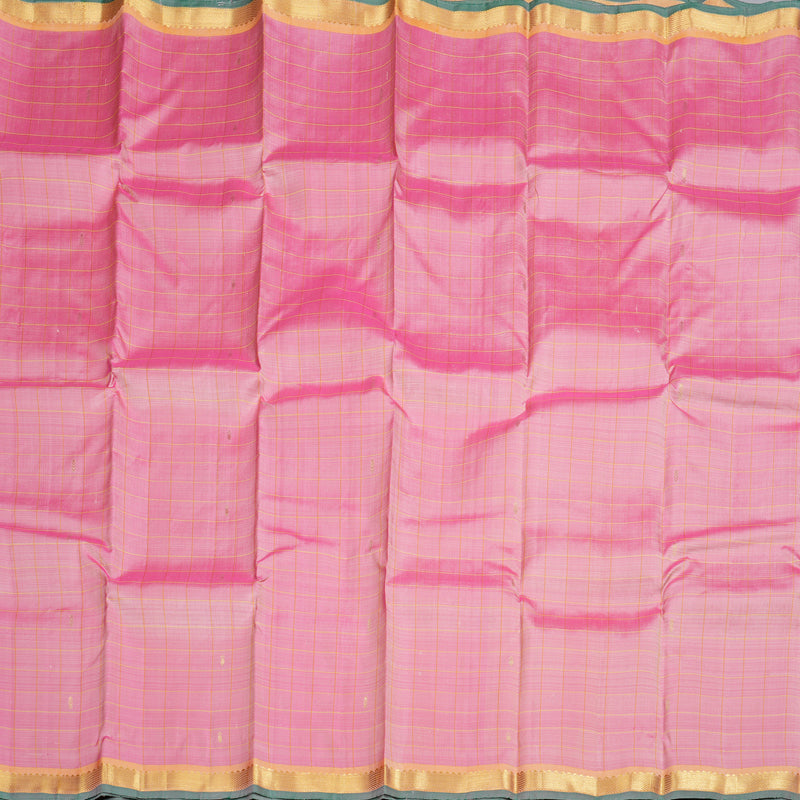Hayagrivas Baby Pink Handloom Kanjivaram Silk Saree with Dual Tone (Yellow With Pink) Border KBD1641A3-7