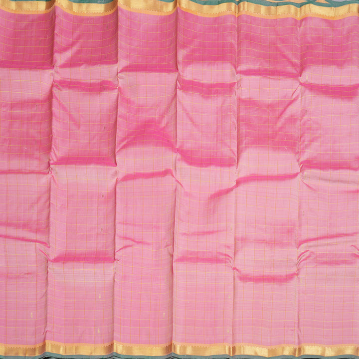 Hayagrivas Baby Pink Handloom Kanjivaram Silk Saree with Dual Tone (Yellow With Pink) Border KBD1641A3-7
