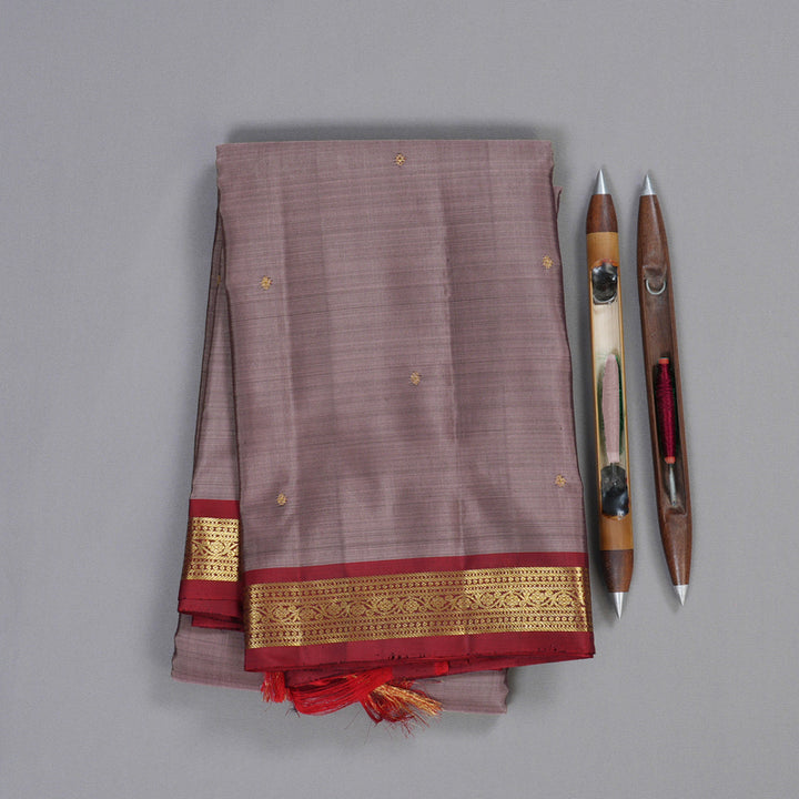 Hayagrivas Rosewood Color Handloom Kanjivaram Silk Saree with Wine Red Border KBD1641A4-13