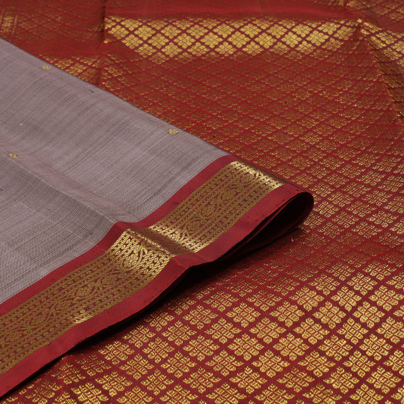 Hayagrivas Rosewood Color Handloom Kanjivaram Silk Saree with Wine Red Border KBD1641A4-13