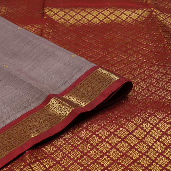 Hayagrivas Rosewood Color Handloom Kanjivaram Silk Saree with Wine Red Border KBD1641A4-13