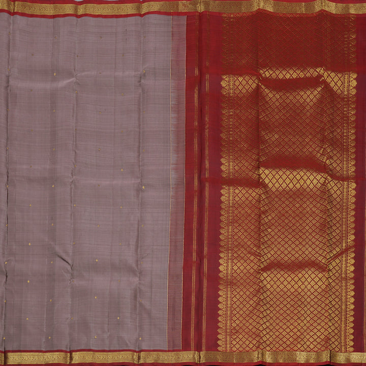 Hayagrivas Rosewood Color Handloom Kanjivaram Silk Saree with Wine Red Border KBD1641A4-13