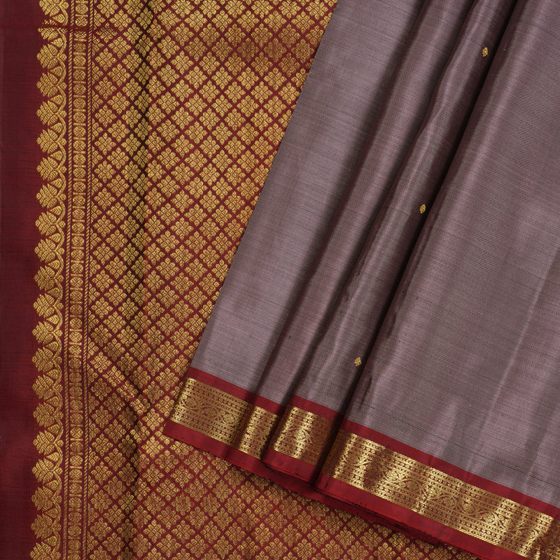 Hayagrivas Rosewood Color Handloom Kanjivaram Silk Saree with Wine Red Border KBD1641A4-13