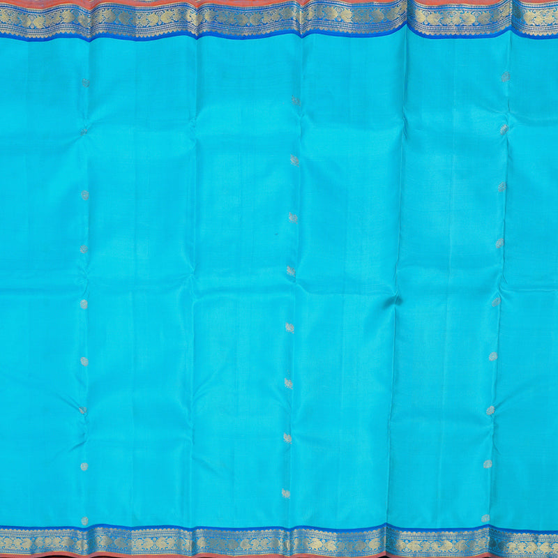 Hayagrivas Sky Blue Handloom Kanjivaram Silk Saree with Blue Border KBD1641A5-4