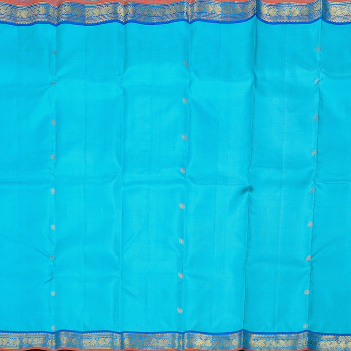 Hayagrivas Sky Blue Handloom Kanjivaram Silk Saree with Blue Border KBD1641A5-4