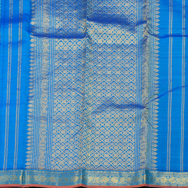 Hayagrivas Sky Blue Handloom Kanjivaram Silk Saree with Blue Border KBD1641A5-4