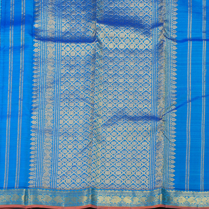 Hayagrivas Sky Blue Handloom Kanjivaram Silk Saree with Blue Border KBD1641A5-4