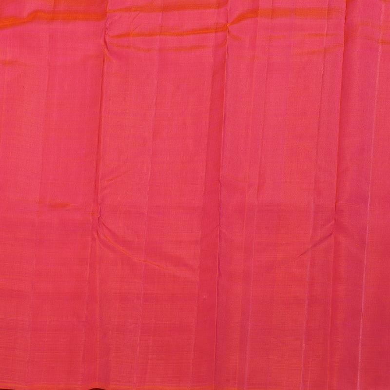 Hayagrivas Traditional Mango Yellow Handloom Kanjivaram Silk Saree with Orangish Pink Border KBD1642A1-2