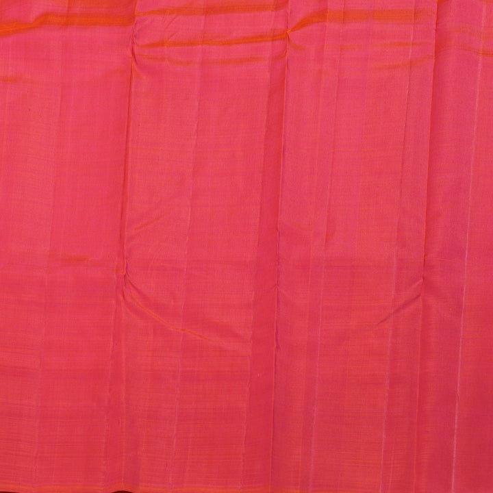 Hayagrivas Traditional Mango Yellow Handloom Kanjivaram Silk Saree with Orangish Pink Border KBD1642A1-2