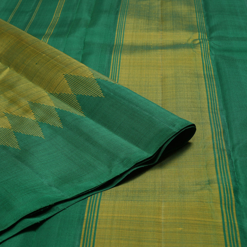 Hayagrivas Sampanga Yellow Handloom Kanjivaram Silk Saree with Bottle Green Border KBD1642A1-3