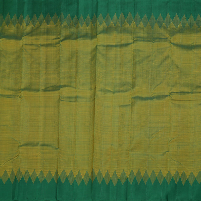 Hayagrivas Sampanga Yellow Handloom Kanjivaram Silk Saree with Bottle Green Border KBD1642A1-3