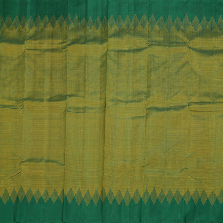 Hayagrivas Sampanga Yellow Handloom Kanjivaram Silk Saree with Bottle Green Border KBD1642A1-3